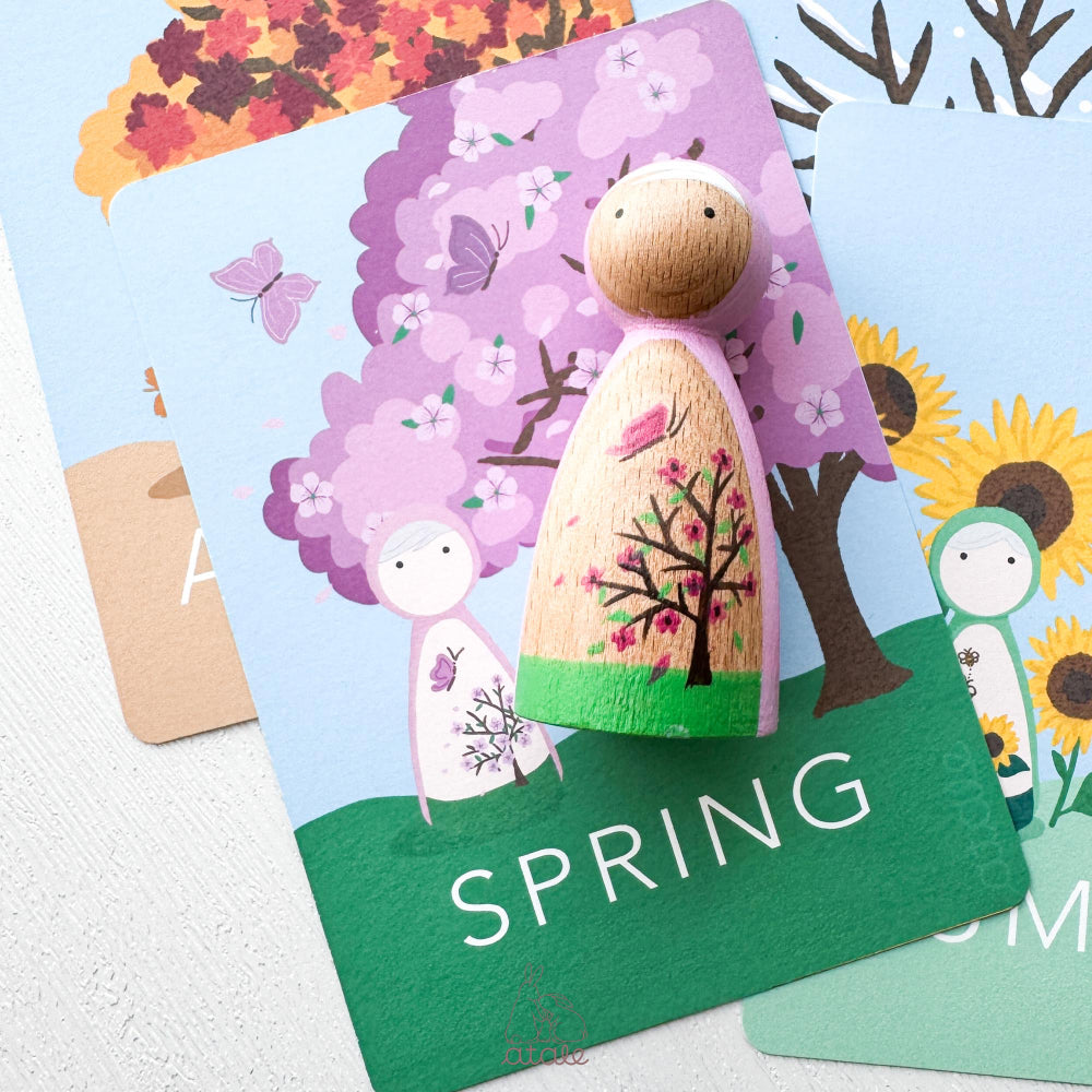 Spring Art Card with Matching Spring Peg Doll