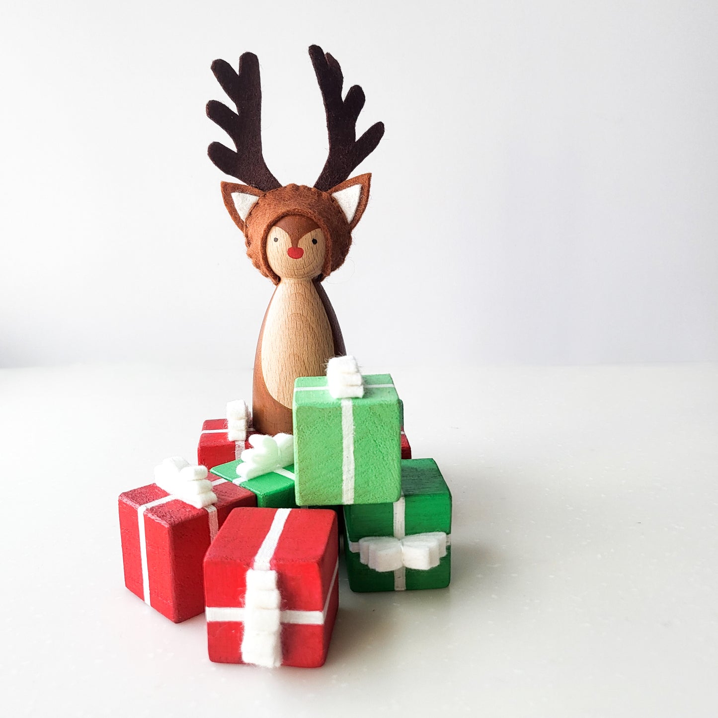 Rudolph Peg Doll. Handmade in Singapore.