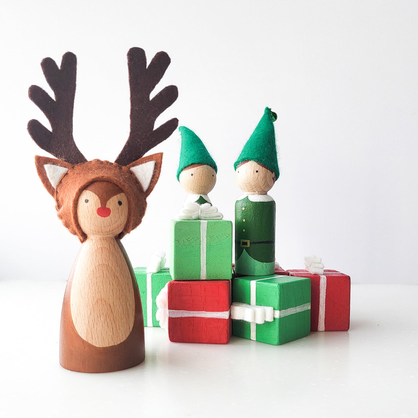 Rudolph Peg Doll. Handmade in Singapore.