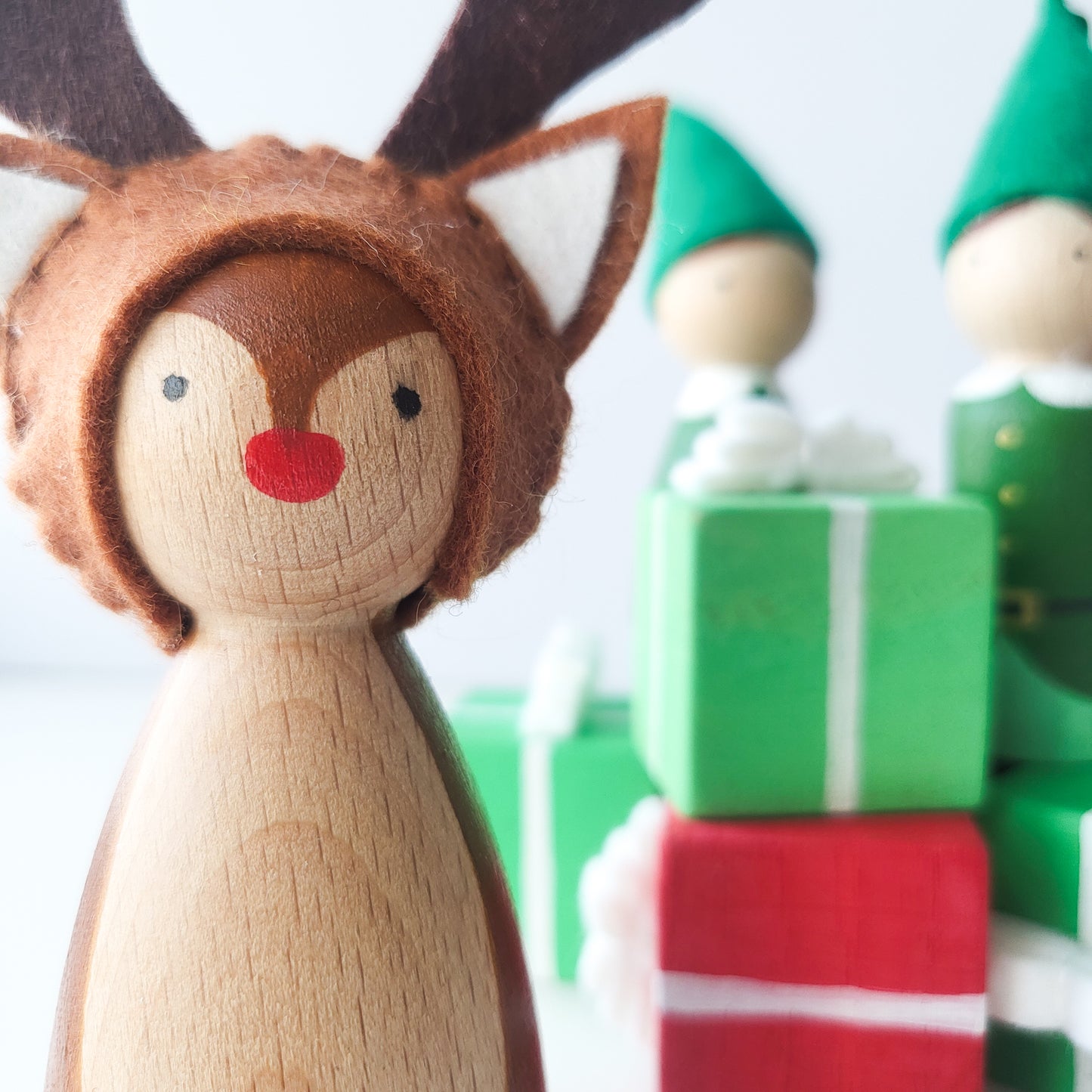 Rudolph Peg Doll. Handmade in Singapore.