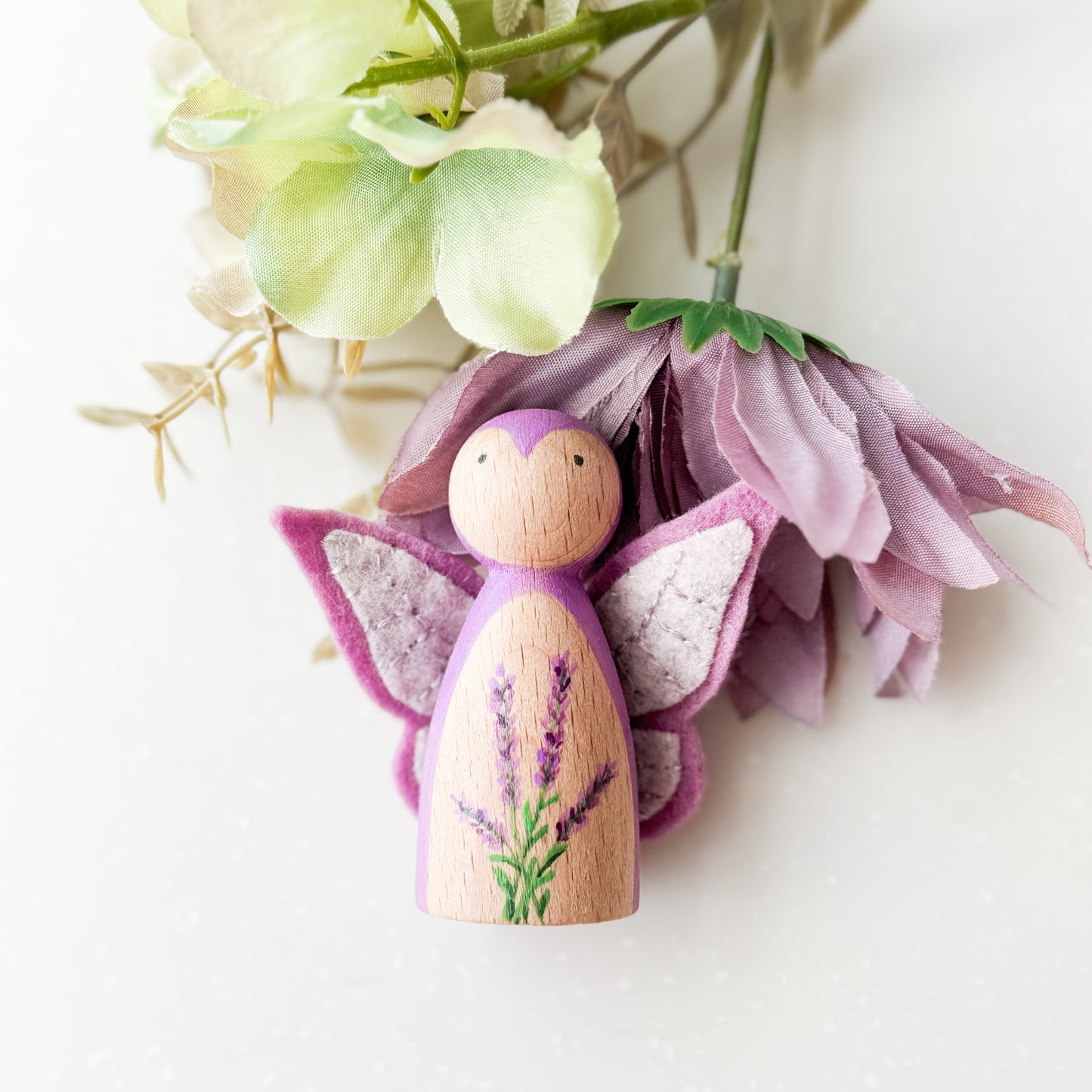 LAVENDER Butterfly Peg Doll