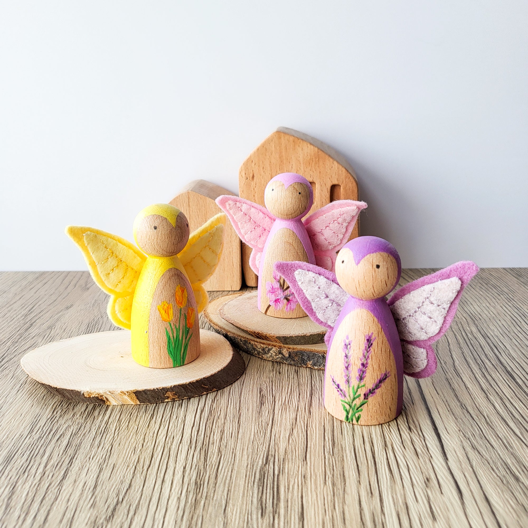 LAVENDER Floral Peg Doll