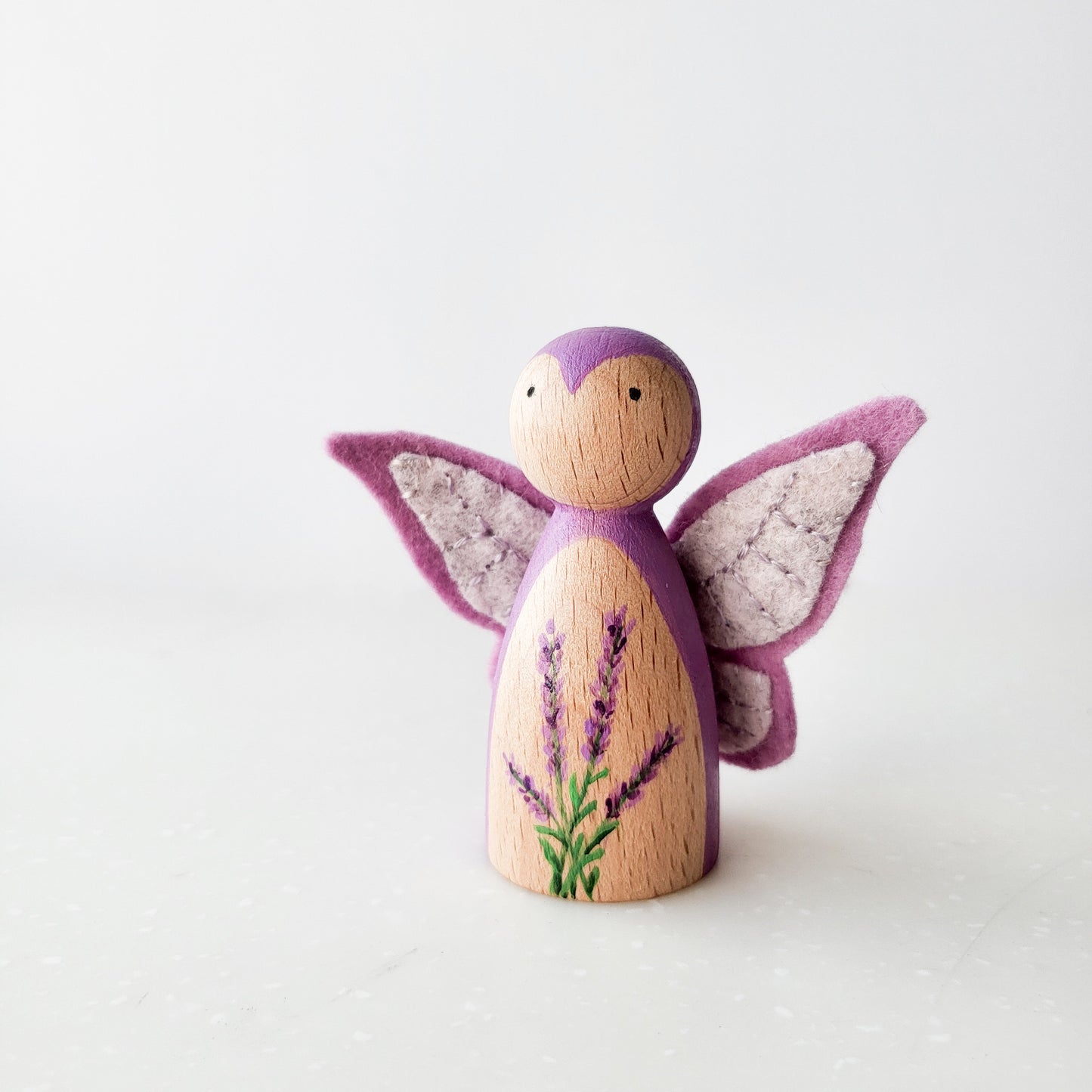 LAVENDER Butterfly Peg Doll