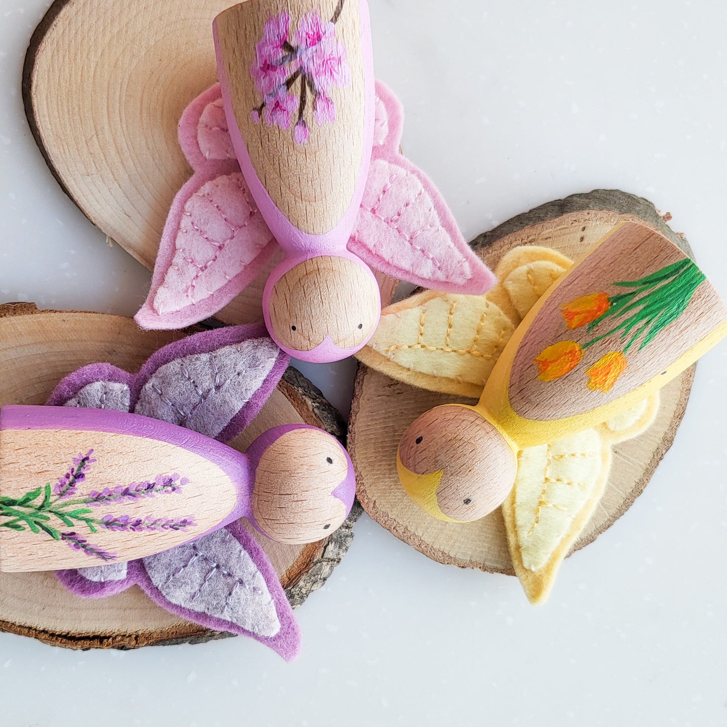 LAVENDER Butterfly Peg Doll