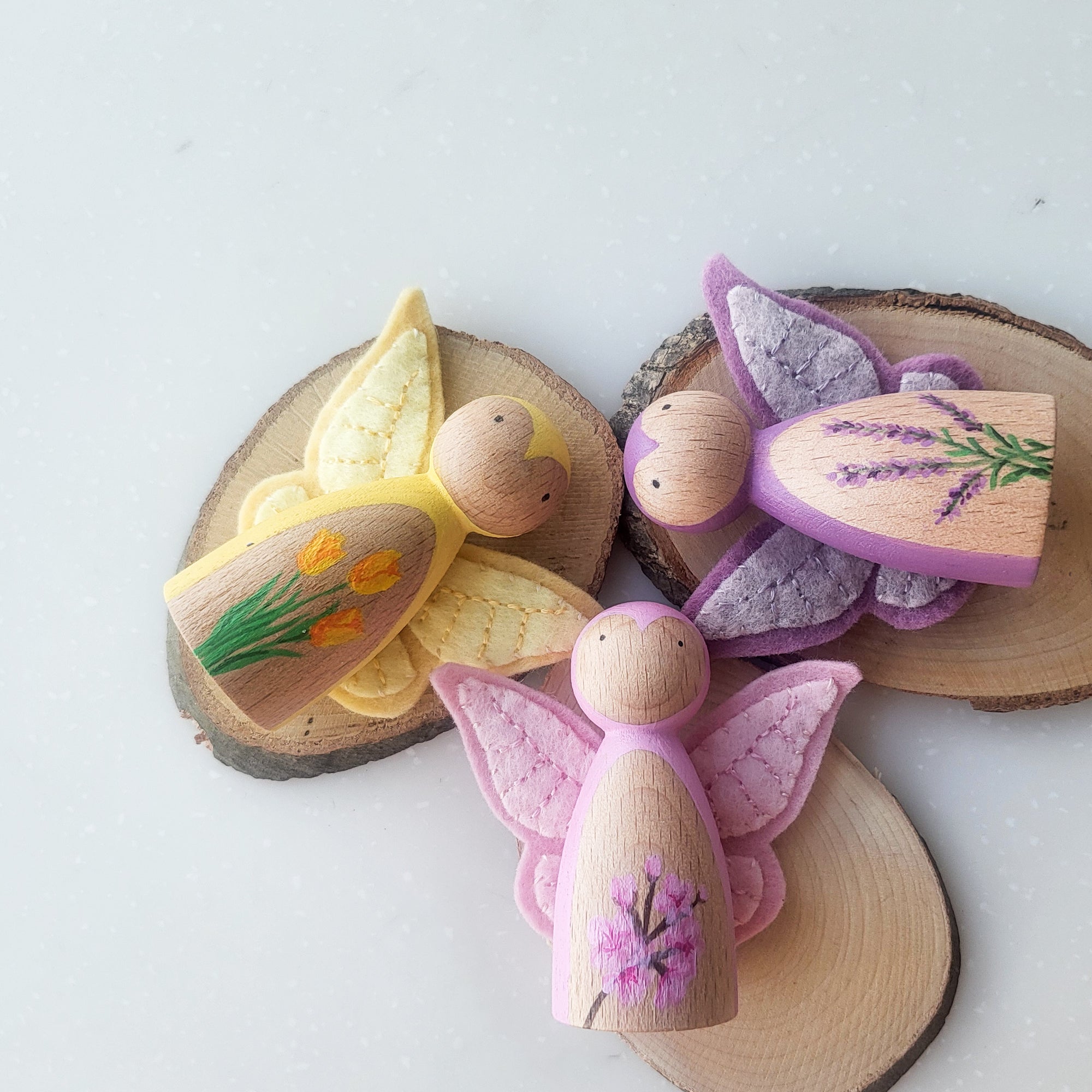 LAVENDER Floral Peg Doll