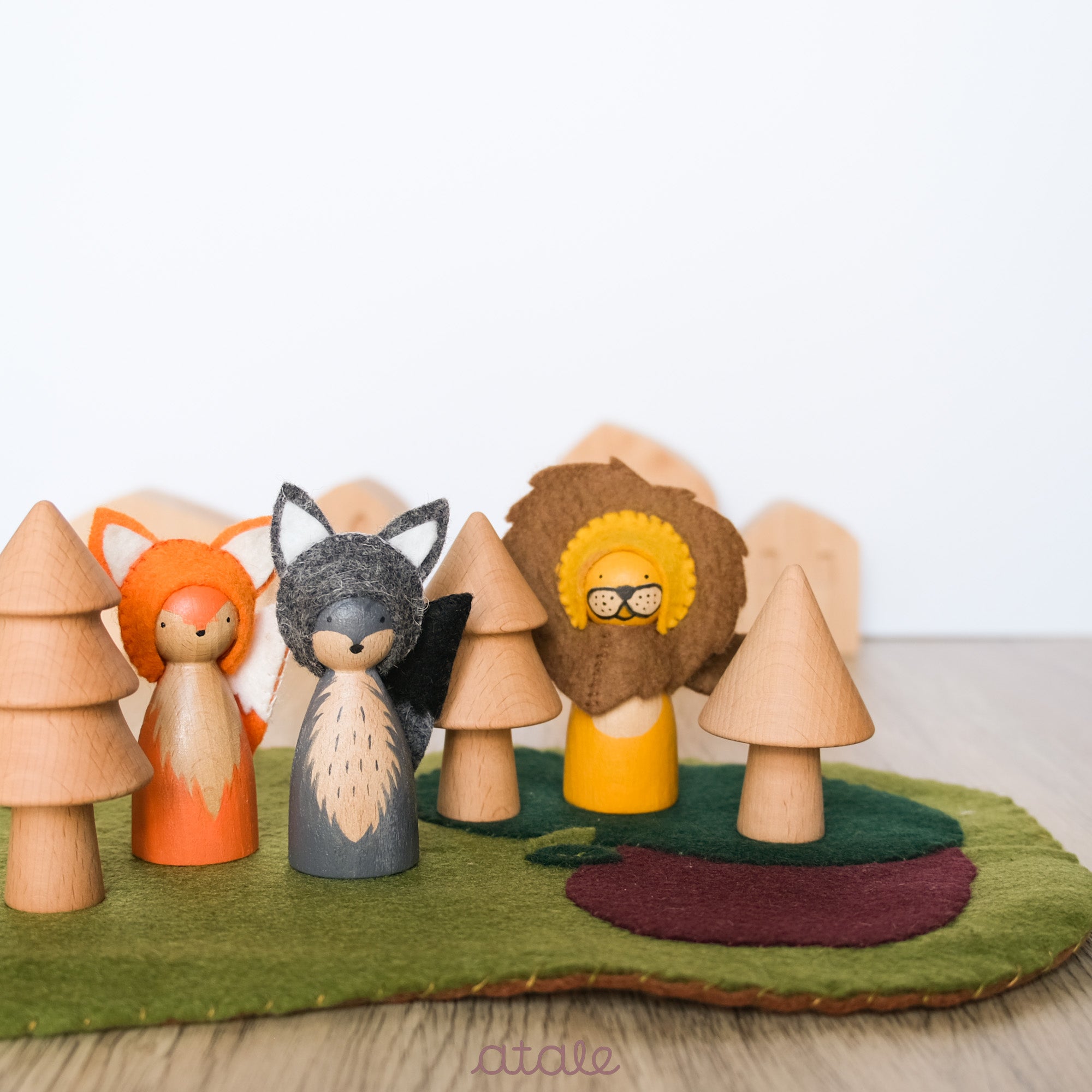 Pointed Wooden Trees Set