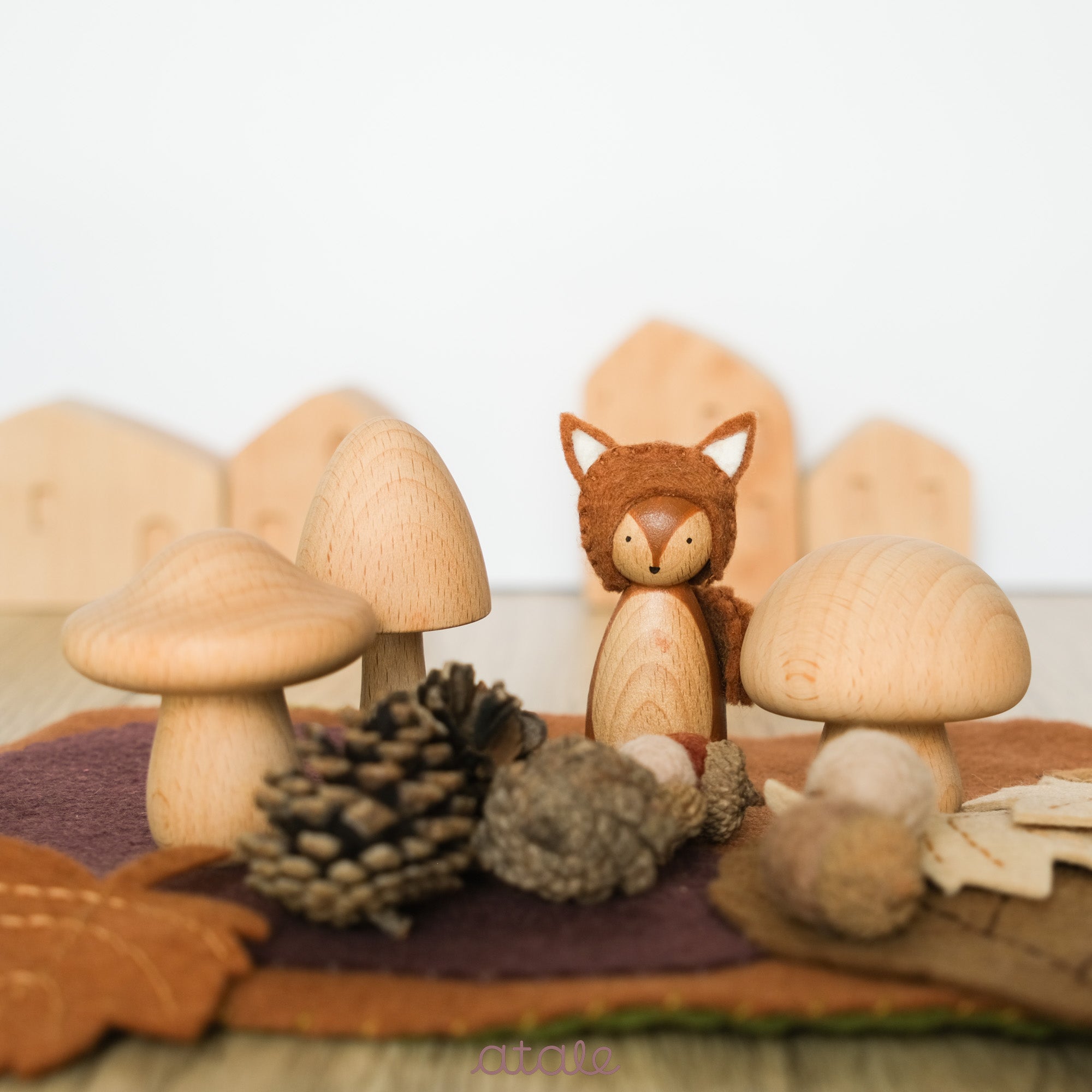 Wooden Mushrooms Set