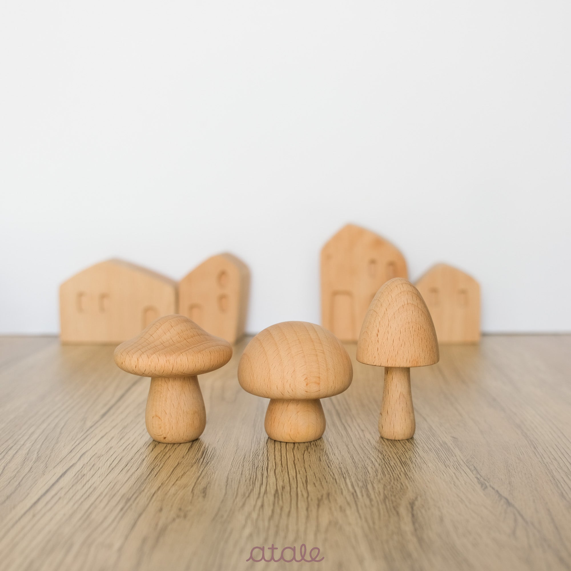 Wooden Mushrooms Set