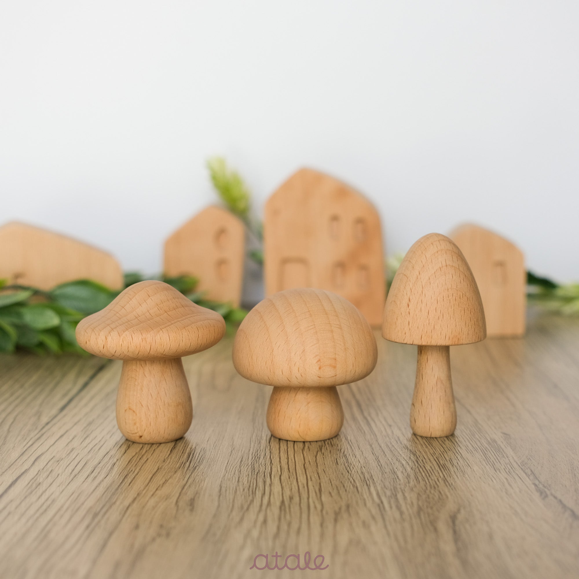 Wooden Mushrooms Set