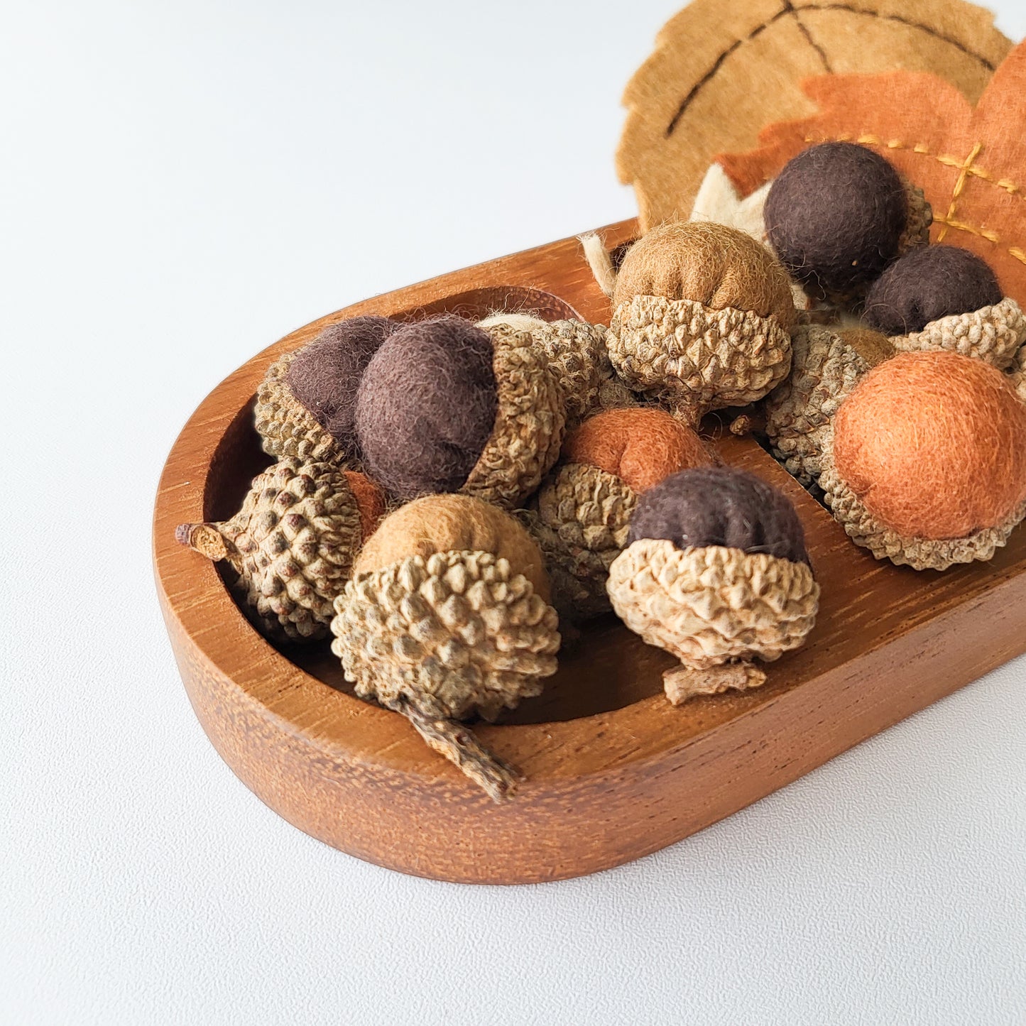 Felt Acorns. Handmade in Singapore.