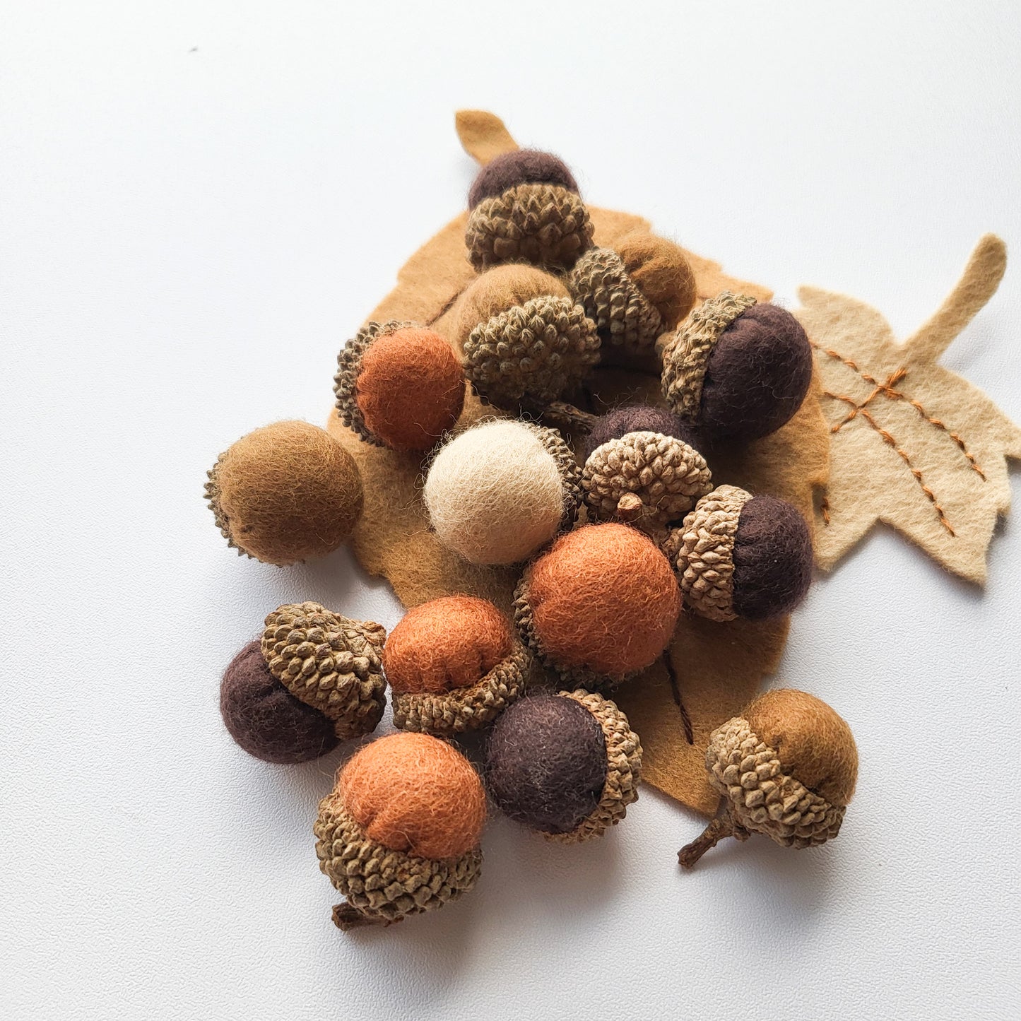 Felt Acorns. Handmade in Singapore.