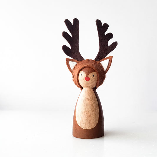 Rudolph Peg Doll. Handmade in Singapore.