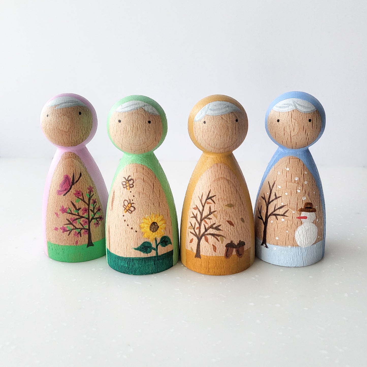 Four Season Peg Doll Set. Handmade in Singapore.