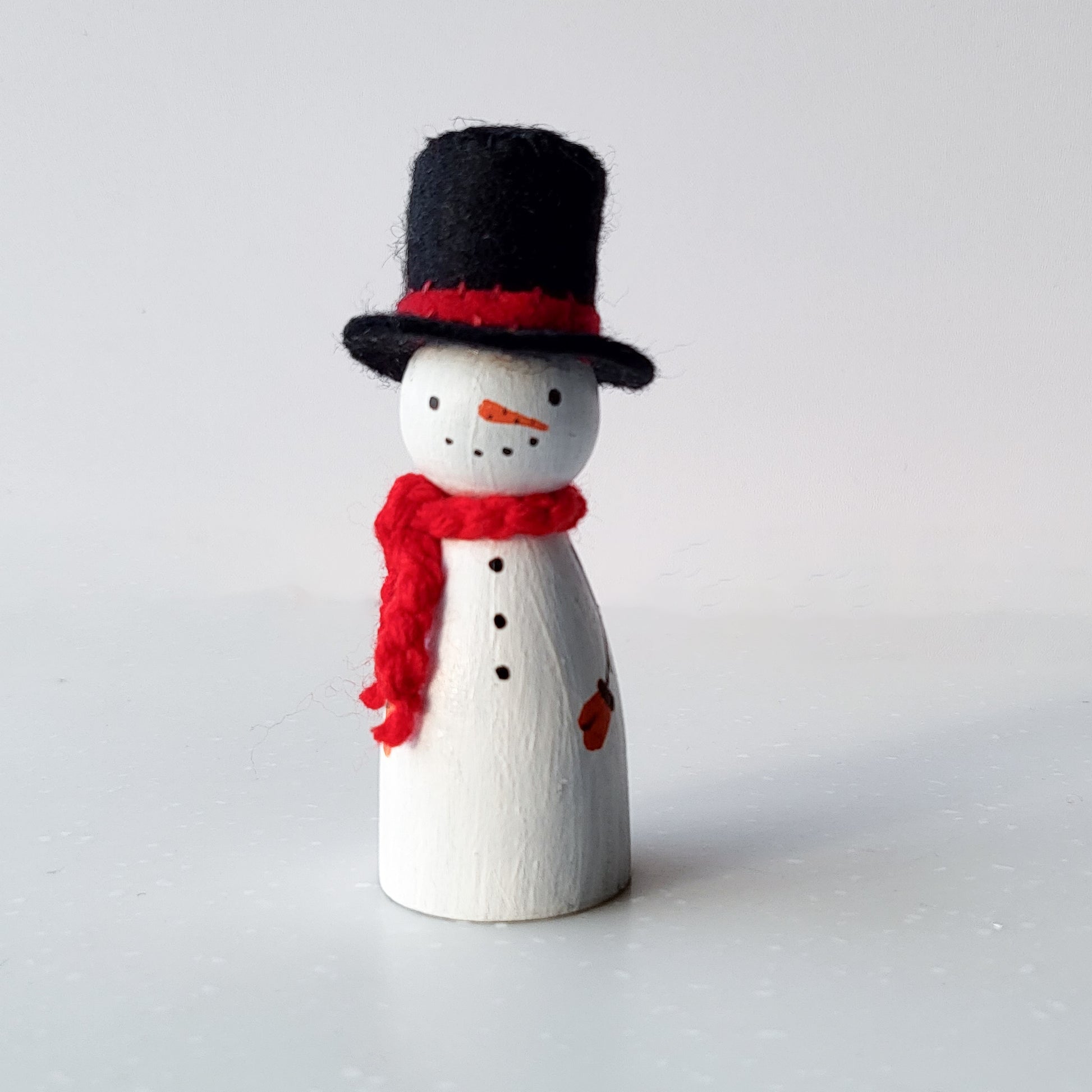 Snowman Peg Doll. Handmade in Singapore.
