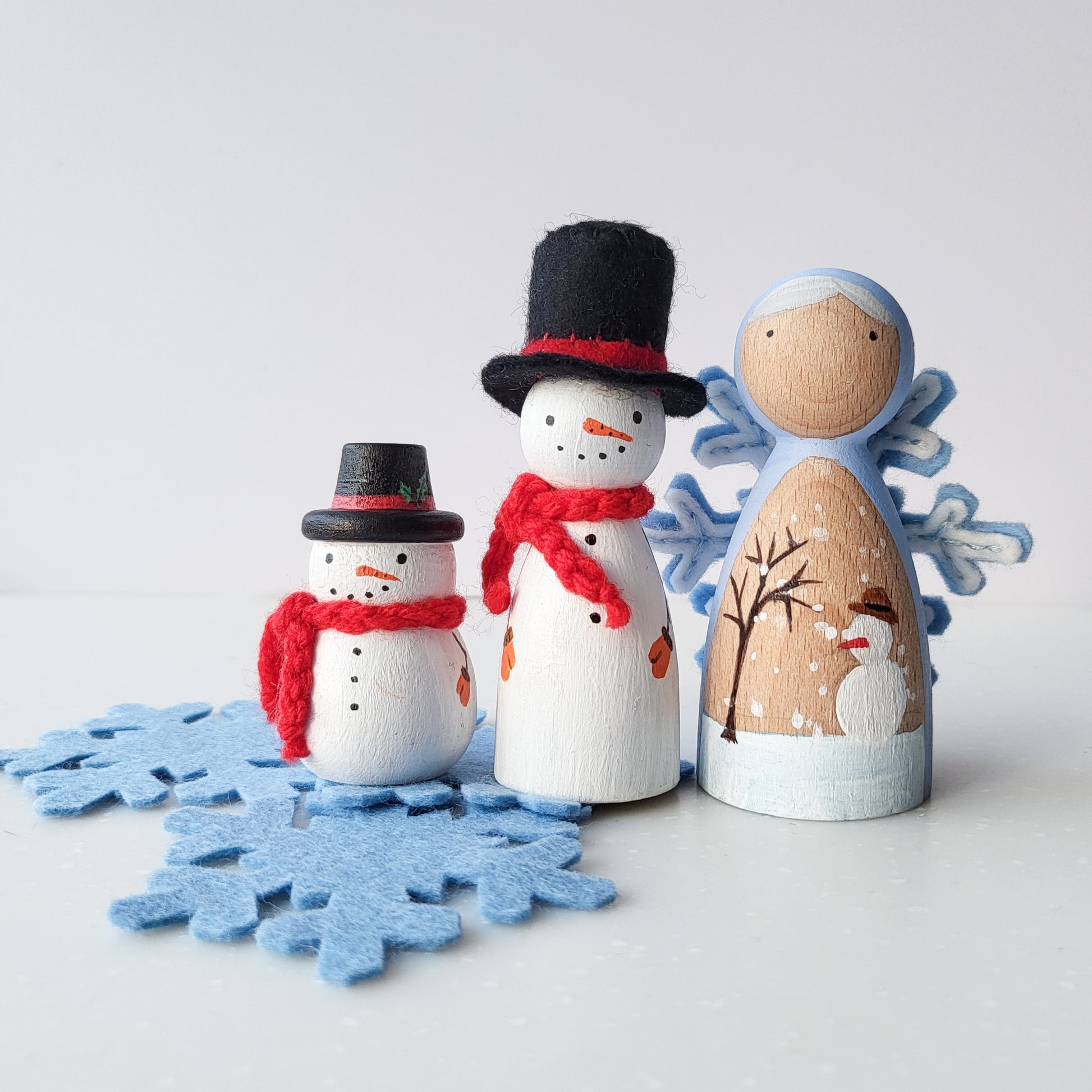 Snowman Peg Doll. Handmade in Singapore.