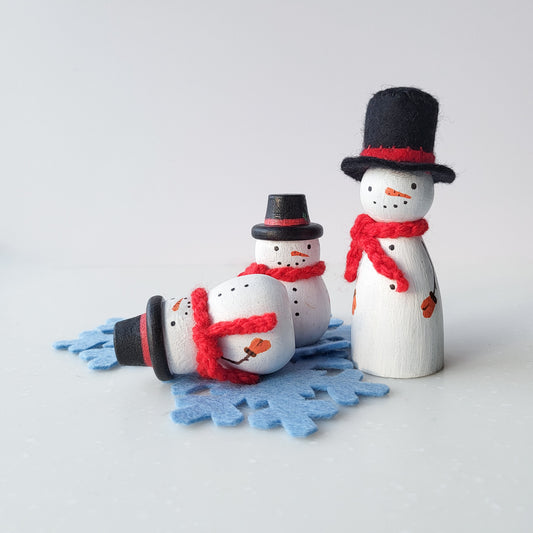 Snowman Peg Doll. Handmade in Singapore.